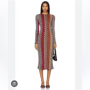 Missoni Long-Sleeve Zigzag Midi Dress